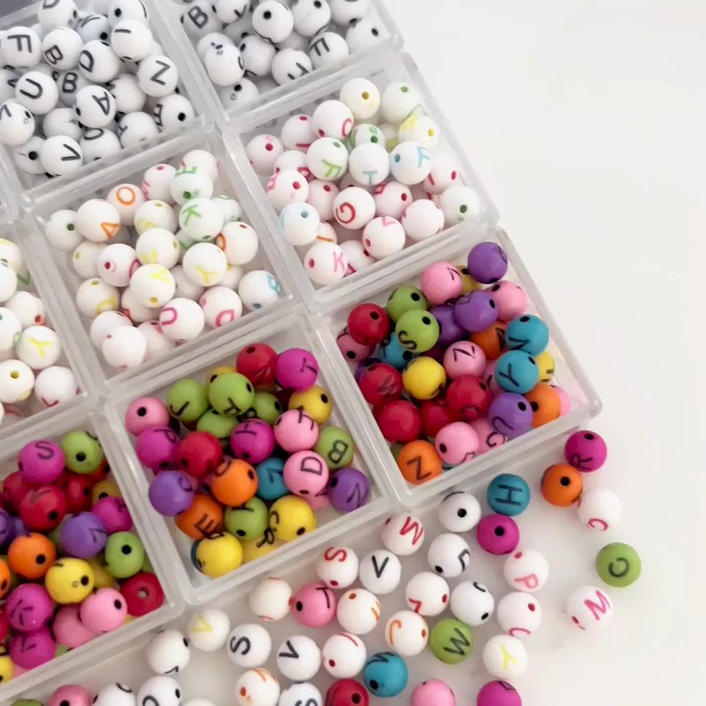 220Pcs Acrylic Beads Letter Round Loose Beads For DIY Necklace Bracelet Earrings Jewelry Making Craft Accessories