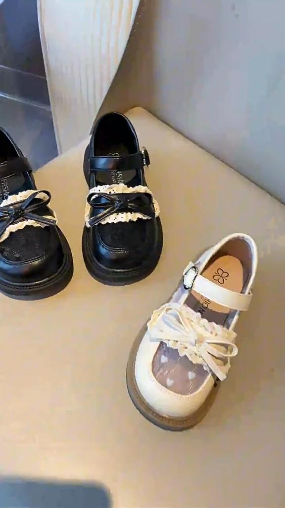 Girls Leather Shoes Spring Bow Performance Shoes Soft Sole Fashion Loafers Mary Jane Shoes for Kids
