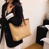 Borsa a Spalla Grande in Rattan Intrecciato con Tasche Interne per Street Style