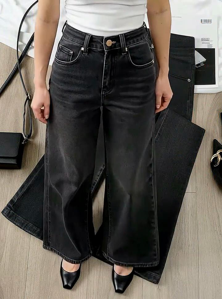 TonLion 2025 Autumn Winter Women's Slim Fit Two-Button Flared Denim Pants