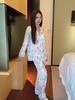 2 Pieces Faux Silk Lace Pajamas Set Spring Autumn Women Sleepwear Long Sleeve Nightwear Comfortable Skin-friendly Sleepsuits