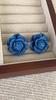 European and American personality French retro denim blue rose flower earrings senior sense niche temperament earrings