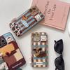 Cute 3D Dachshund Dog Color Block Phone Case, Leather Texture Protective Cover for iPhone