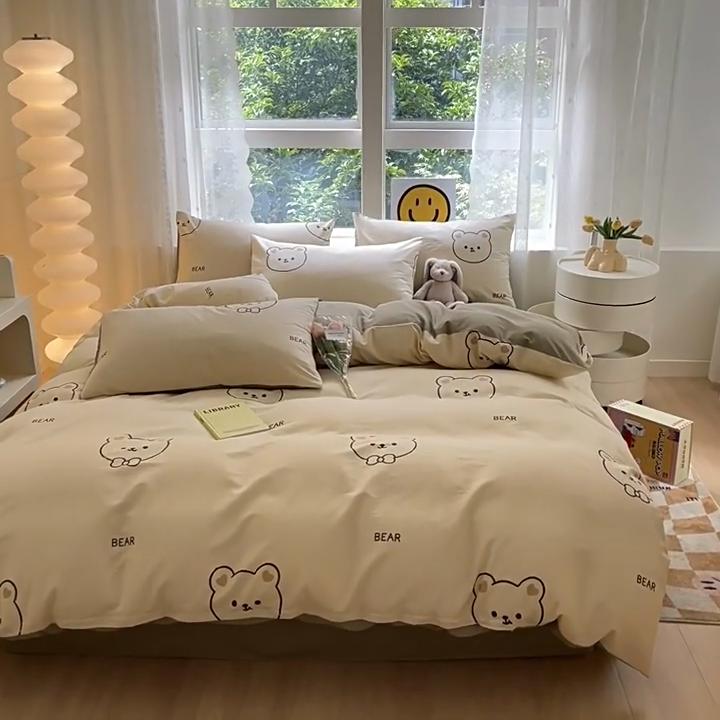 Small Fresh Pure Cotton Bed Four-piece Bedding Quilt Cover Bed Sheet Dormitory
