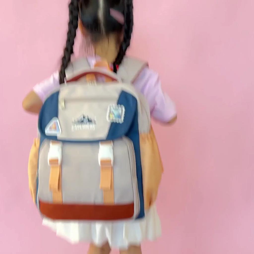 Contrast Color Children Backpack Large Capacity Student Schoolbag