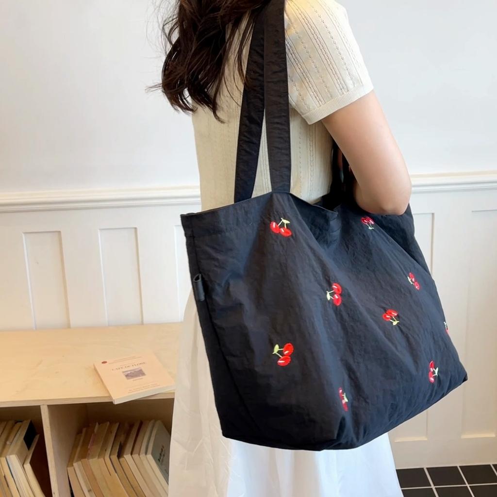 Borsa in Tela Ricamata Borsa Tote Grande Capacità Borsa a Spalla da Pendolare Donna