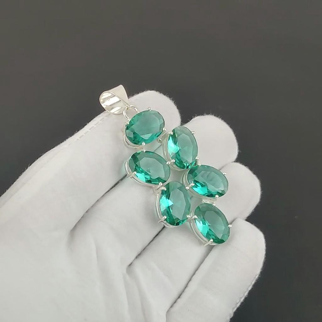 Grüner Apatit Edelstein Anhänger 925 Sterlingsilber - Handgefertigtes Design, Alltagsschmuck, Einzigartiger Grüner Apatit Anhänger Geschenk Für Frauen