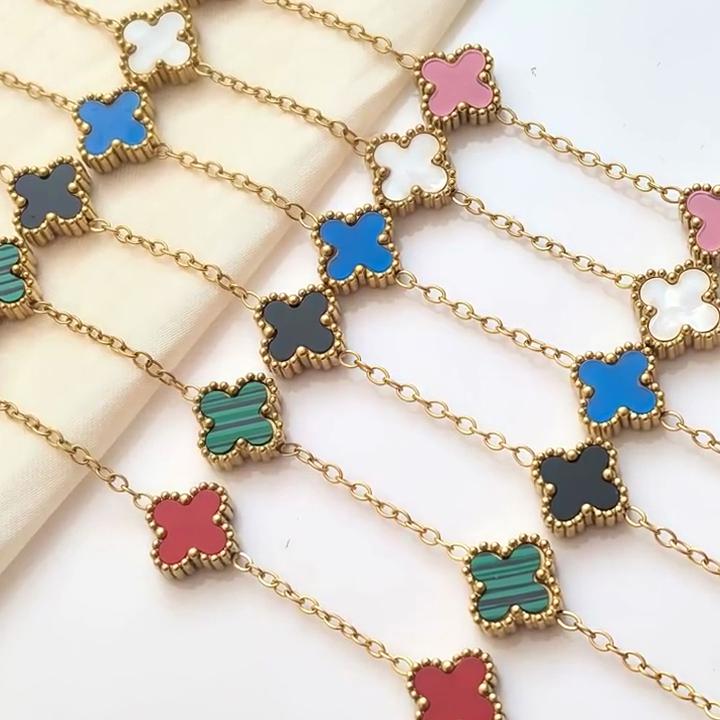 Four-leaf Clover Bracelet 18k Titanium Steel Double-sided Mother-of-pearl Bracelet Fashionable and Versatile High-end Bracelet