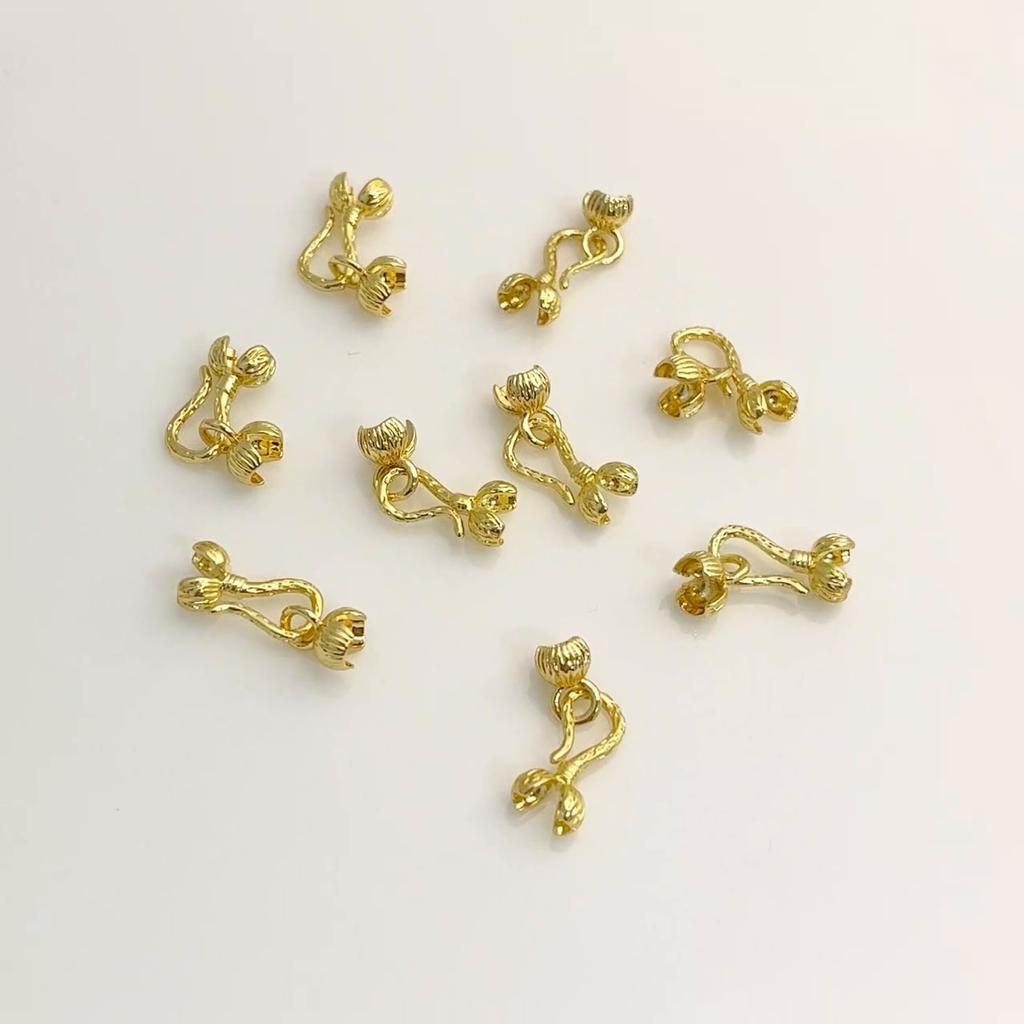 Copper Flower Bud Closure Clasps Charms DIY For Women Earring Making Supplies for DIY Jewelry Making