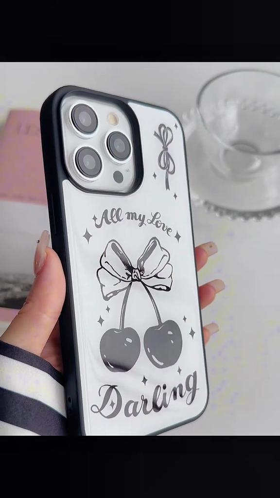 Epoxy Resin Epoxy Phone Case Compatible and Suitable for Huawei iPhone15 14 13mini/12/11promax/xsmax/xr 7/8plusSE Cartoon Cherry