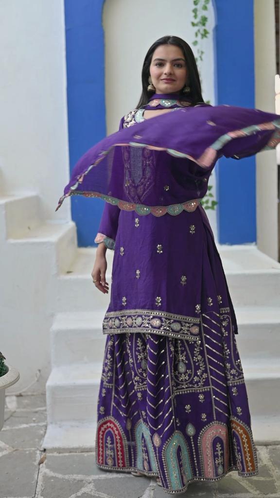 Presenting  New Designer Embroidered Chinon Suit With  Sequence Embroidered Work