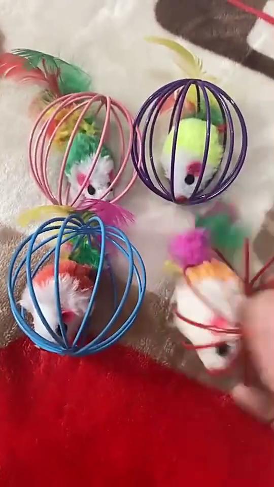 Caged Mouse Caged Mouse Iron Ball Plush Mouse Cat Toy