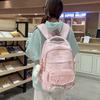 High School Students Lightweight Schoolbag Color Block Large Capacity Backpack