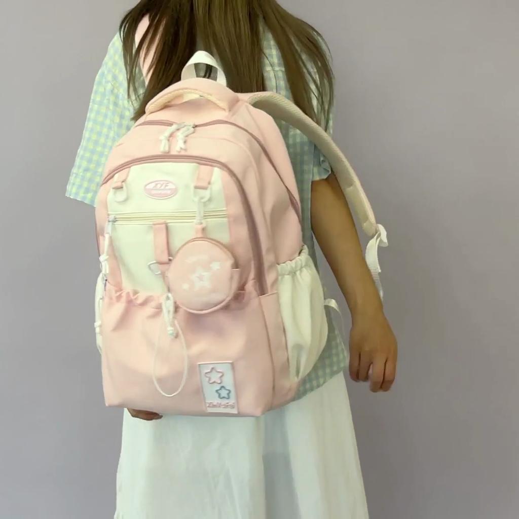 Large Capacity Student Schoolbag Star Print Backpack Women Ridge Protection Durable Backpack