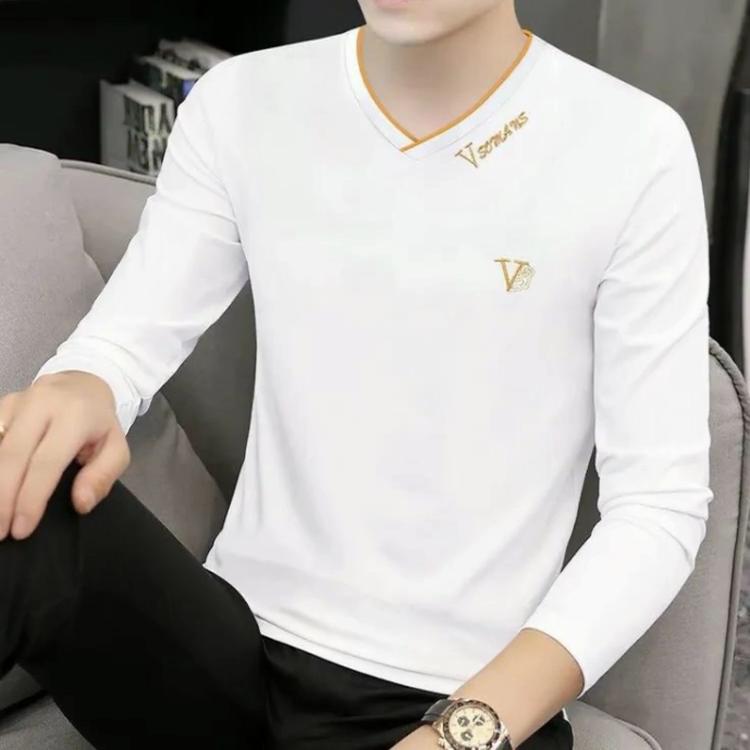 Maglietta elegante alla moda coreana da uomo, casual, sportiva, chic, tinta unita, Y2K, hipster, da strada, casual, abbigliamento maschile