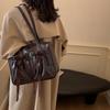Commuter Vintage Underarm Bag Women's Bow Double Pocket Tote Bag Large Capacity Shoulder Bag