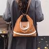 Small Bear Cartoon Backpack For Women With Suede Material And Adjustable Straps For Daily Use