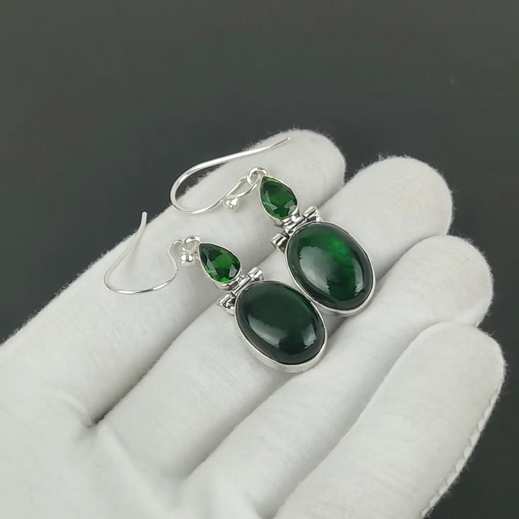 Green Labradorite And Green Tourmaline Gemstone Earring, 925 Sterling Silver Earring Beautiful Earring Birthday Earring Gifts For Christmas
