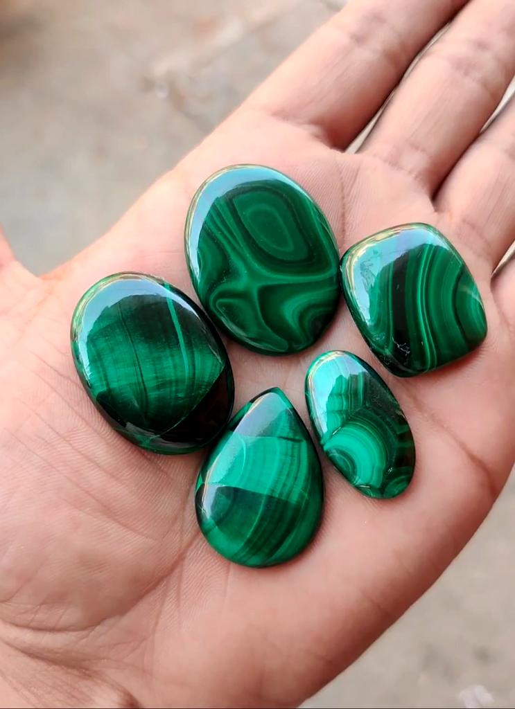 Natural Hand Polished Cabochon Lot, Mix Malachite Lot, Designer Green Malachite Cabochon Gemstone, Malachite For Making Jewelry Pendent.