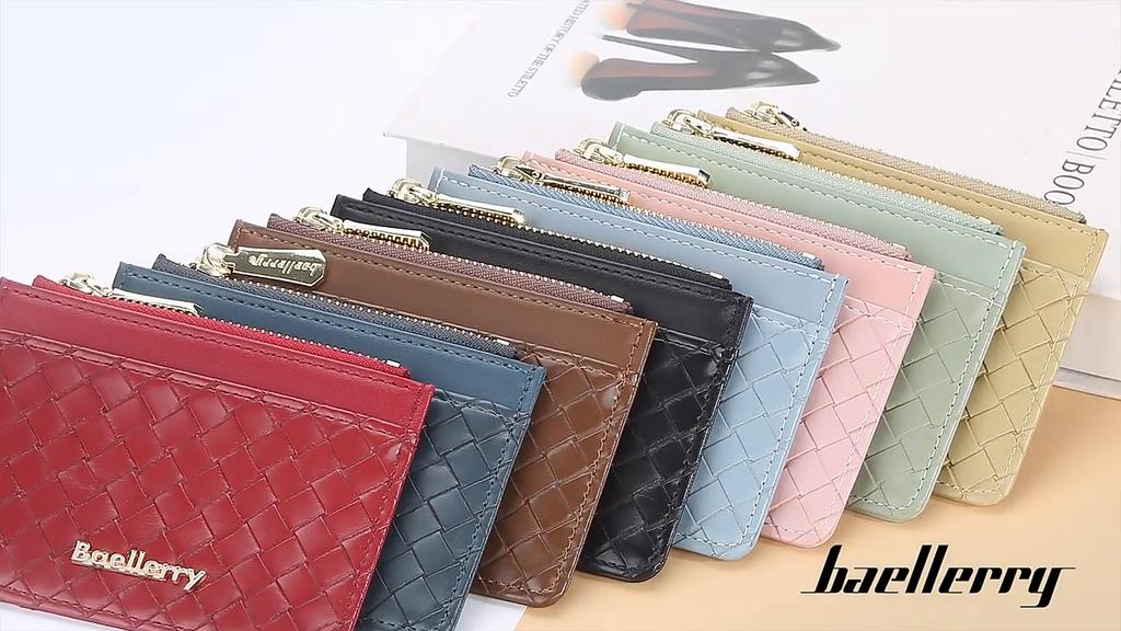 Baellerry Women's Short Purse Woven Pattern Wallet Zipper Coin Purse Fashion Card Holder Pu Leather Billfold