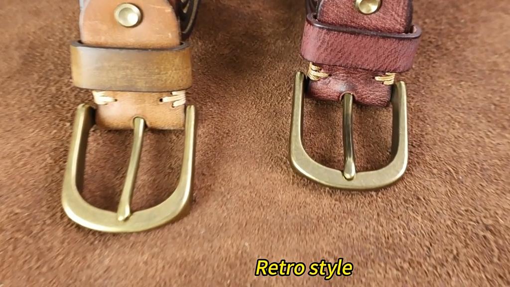Copper Buckle Belt Men's Genuine Leather Pin Buckle Pure Cowhide Retro Versatile Korean Style Casual Belt