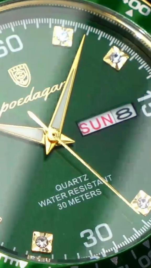 POEDAGAR Fashion Luxury Man Clock Waterproof Luminous Date Week Wristwatch Stainless Steel Quartz Business Watches for Men