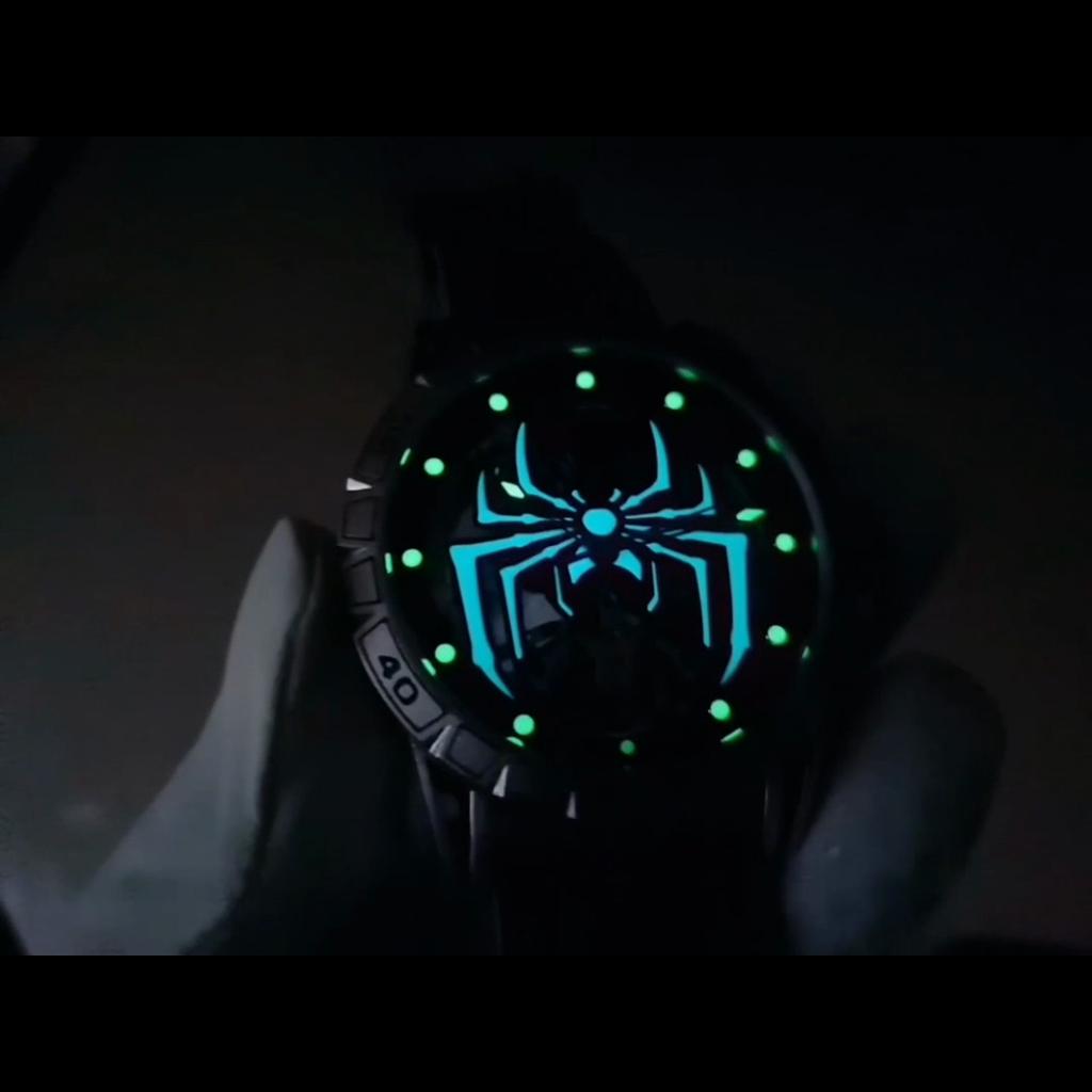 Мужские автоматические часы Flywheel Mechanical Skeleton Design Spider Luminous Waterproof Watch Uhren Herren