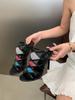 Mode Parel Peep Satin Teen Gesp Band Dames Sandalen Zomer Vierkante Hoge Hakken Banket Feest Schoenen