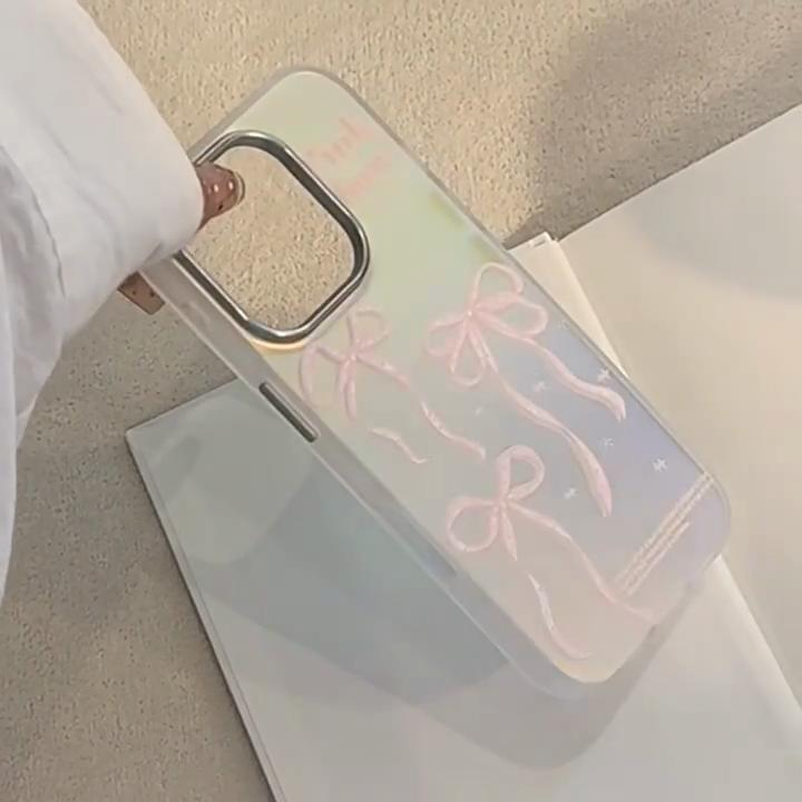 Art Pink Bow Case for iPhone 15 iPhone 16 Pro Max