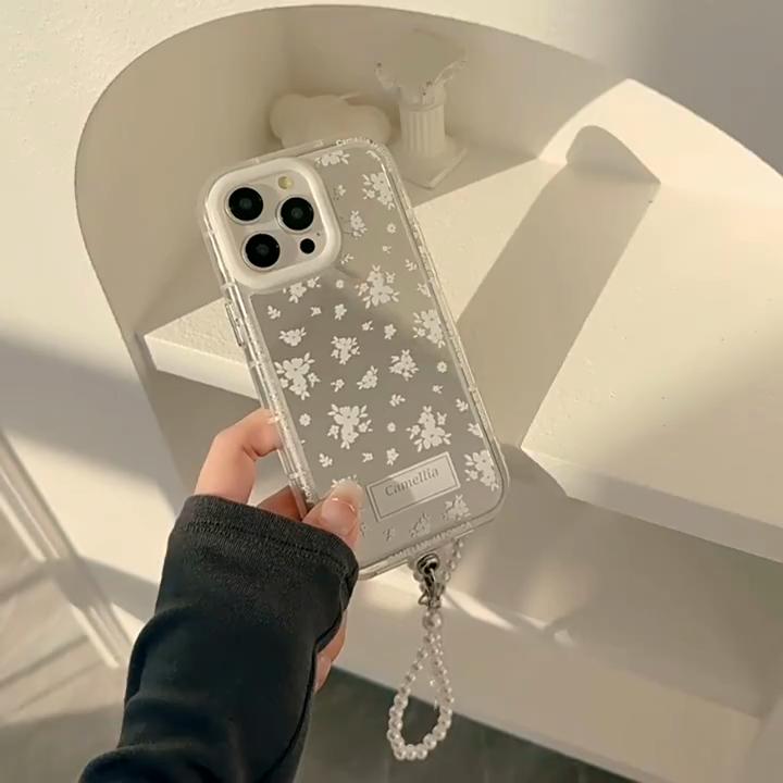 White Tea Mirror Lanyard Case for iPhone 16 15 14 13/12/11promax /xsmax/xr