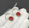 Boucles d'oreilles en Pierre Précieuse Corail Rouge Naturel, Boucles d'oreilles en Argent Sterling 925, Boucles d'oreilles Pendantes Bijoux Bohèmes Argent Faits Main, Cadeau d'Anniversaire Pour Hommes