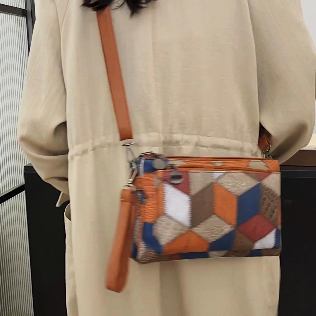 Small Hand Bag Women's Large Capacity Shoulder Bag Color Blcok Crossbody Bag Soft Leather Mother Bag