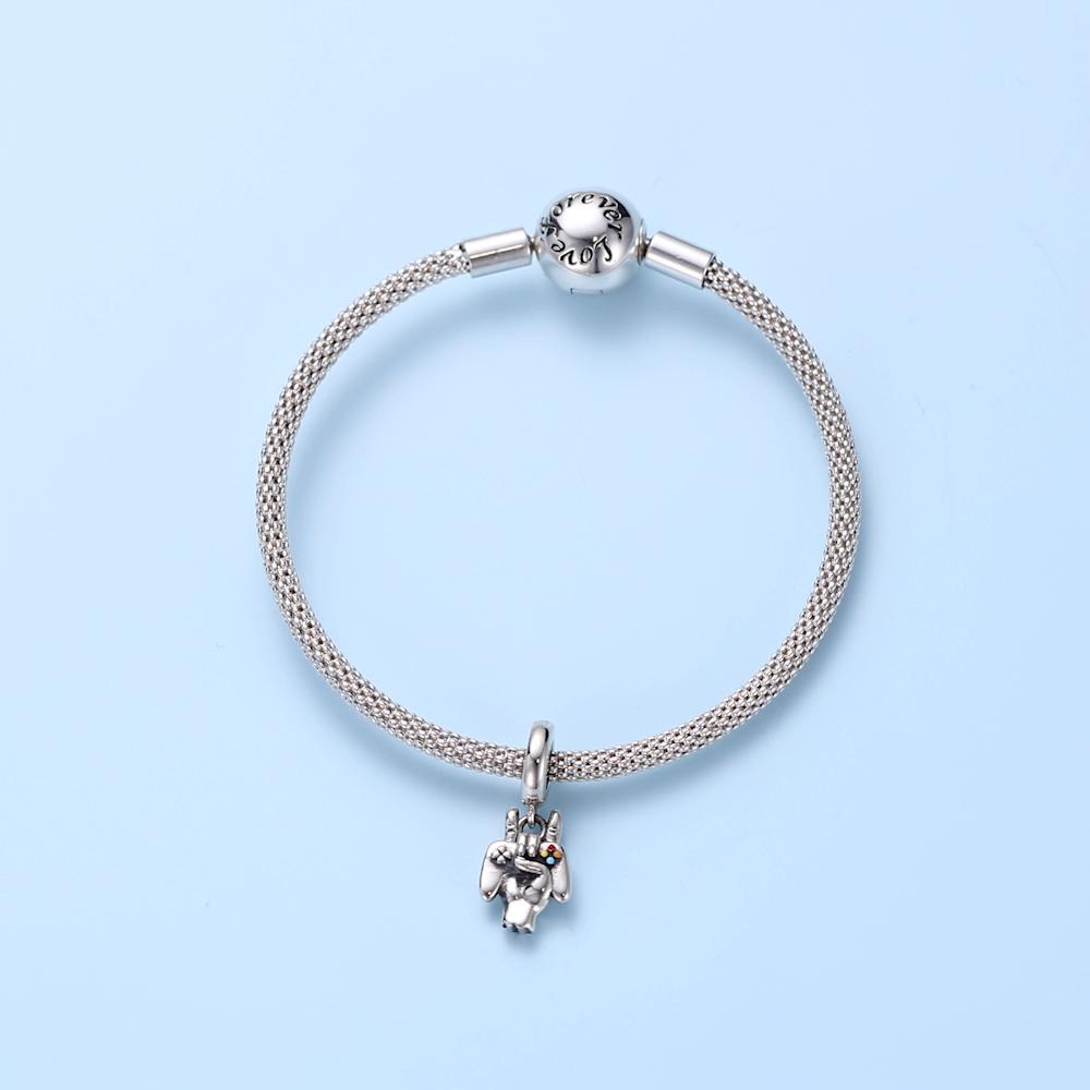 WOSTU Gesture of Love & Game Console 925 Sterling Silver Pendant Bead for Women Fine Jewelry