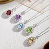 S925 Sterling Silver Natural Gemstone Necklace for Women, Multi-Color Crystal Pendant, Versatile Jewelry