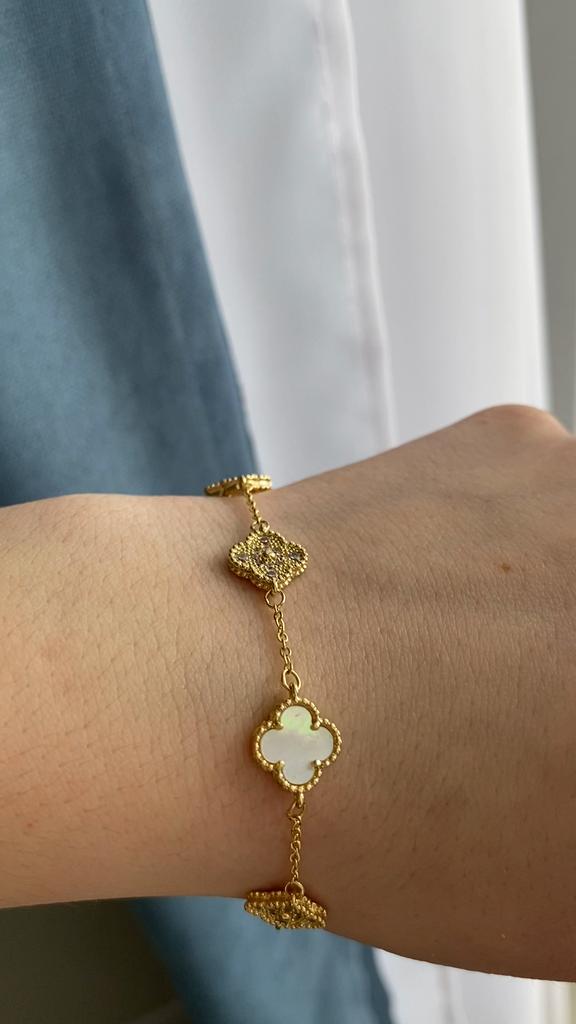 Set 2 Bracciali Tennis Donna Con Quadrifoglio Portafortuna – Oro E Argento, Zirconi, Regolabili, Gioielli Amicizia