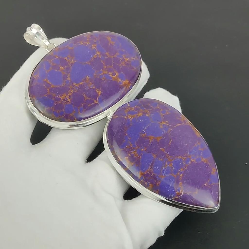 Purple Copper Turquoise Pendant, 925 Sterling Silver Handmade Jewelry, Turquoise Silver Pendant, Party Wear Jewelry For Women's, Pendant Gift For Mom