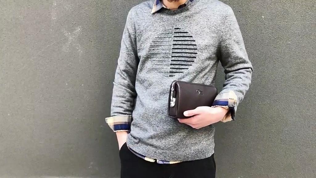 Men's Lychee Pattern Business Clutch Bag