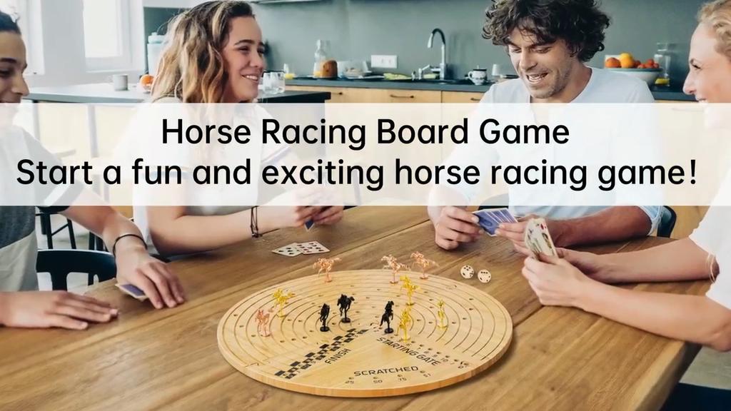 Pferderennbrettspiel mit 11 luxuriösen Metallpferden, tragbares Pferderennbrettspiel 1 Kartons mit Karten für Familien-, Freunde-Spieleabend-Party