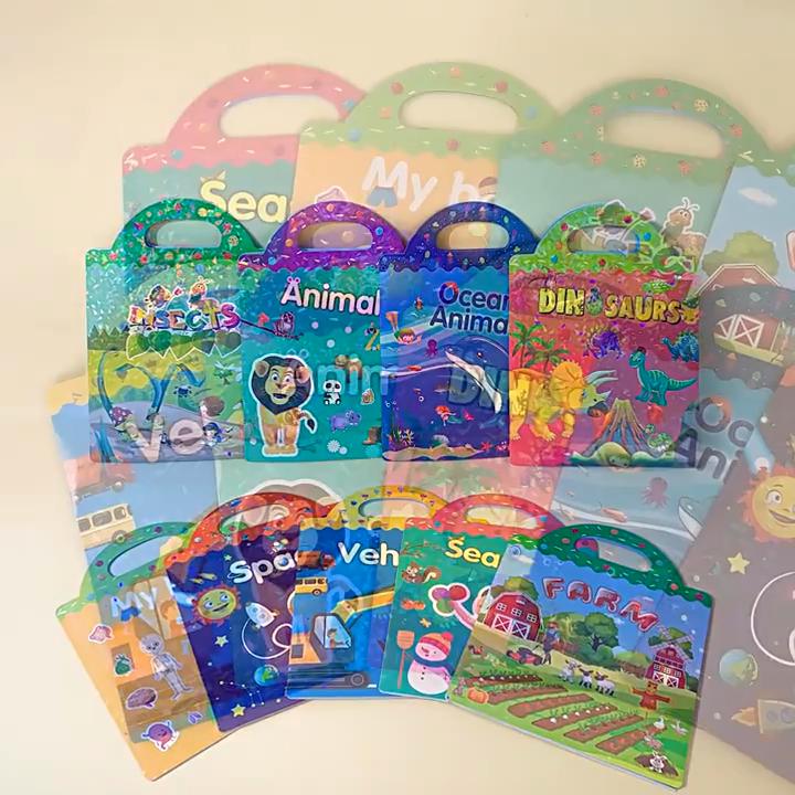 New Children Reusable Scene Cute Stickers DIY Puzzle Sticker Games Books Cartoon Animal Learning Cognition Toys For Kids Gift