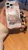 Kawaii Black Cat Phone Case with Hand Chain, Cute Cartoon Protective Cover for iPhone 15 14 13 Pro Max