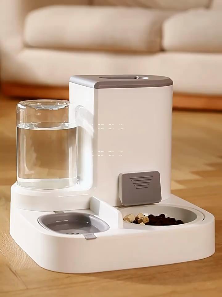 Pet Cat Bowl Automatic Feeder Water Dispenser Dog Cat Food Bowl with Drinking Raised Stand Double Dish Bowls for Cats Dogs Pet
