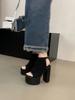 Eilyken 2024 Summer Chunky Platform Open Toe Women Sandals Concise Buckle Strap Square High Heels Shoes Large Size 43