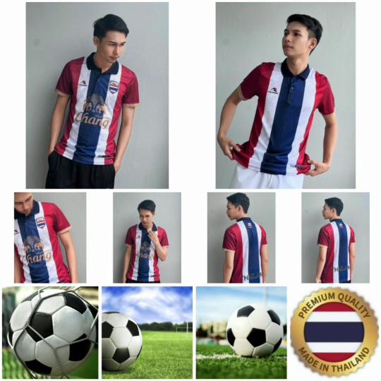 THAILAND National Football Soccer Vintage JERSEY CHEER Fan Version Schnelltrocknendes Shirt Polo Polyester Kurzarm Uniform Elefantenlogo Sport Outdoor