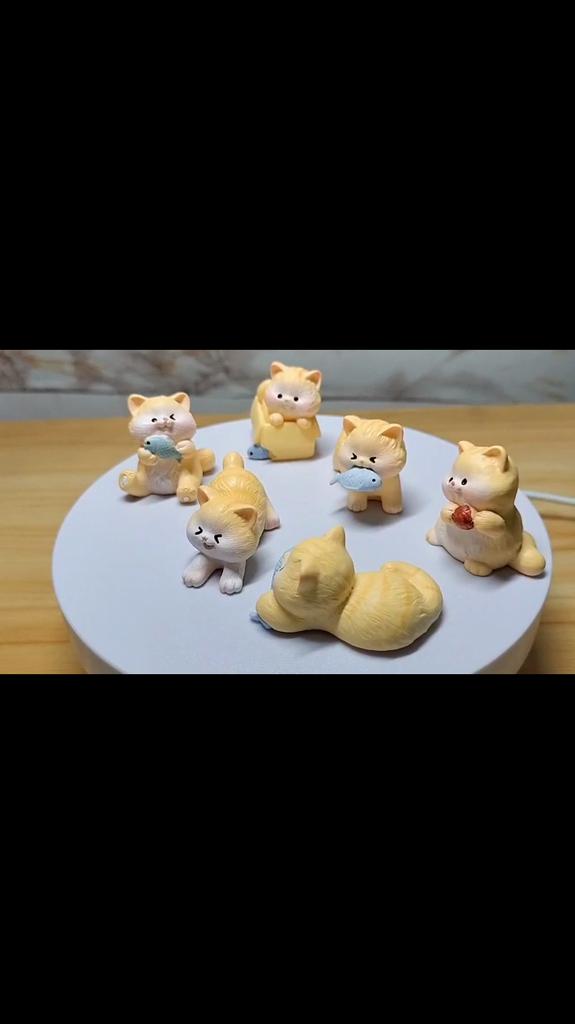 6 buc/set desene animate pisică animale miniaturi rășină ornamente micro peisaj DIY zână grădină decor