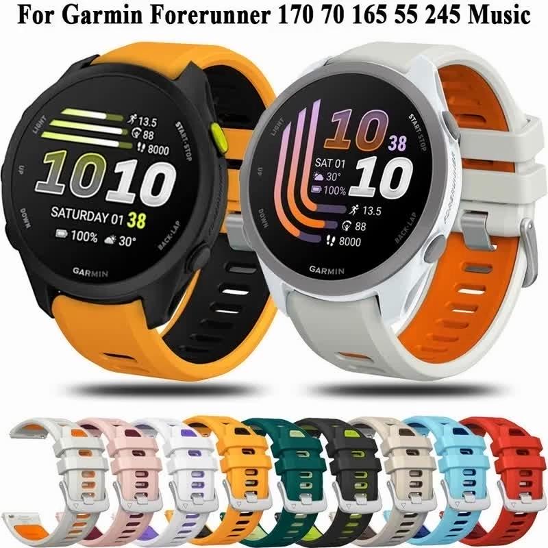 20 mm silikonklockarmband för Garmin Forerunner 170 70 570(42 mm) 645 245 165 158 55 Vivoactive 5, Mjukt Ersättningsarmband