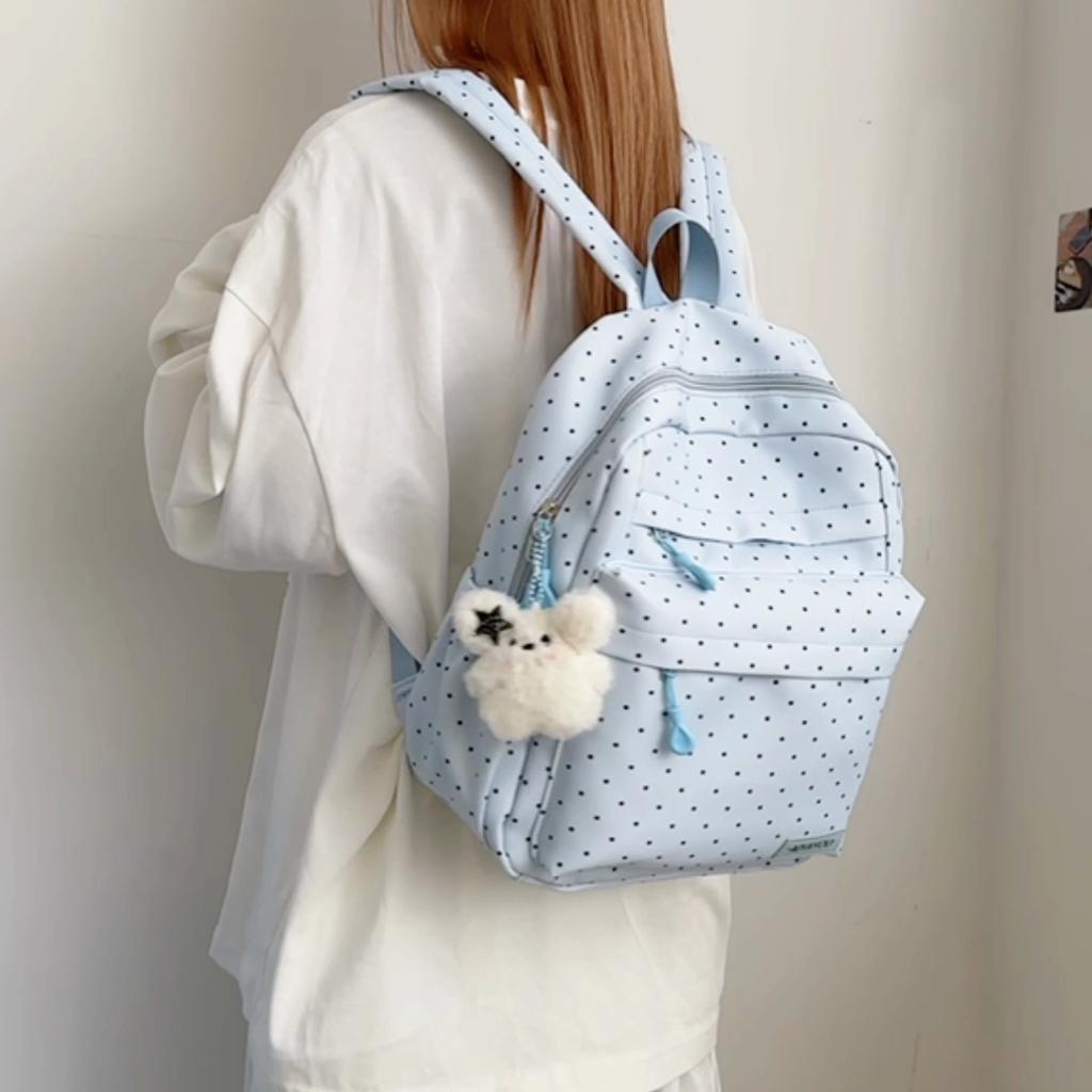 Student Schoolbag Polo Dot Women's Large Capacity Backpack Lightweight Class Backpack