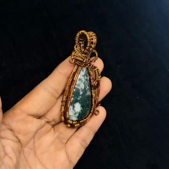 Natural Jasper Copper Wrapped 77.05 Ct Pear Cut Pendant Gemstone Jewelry Gift