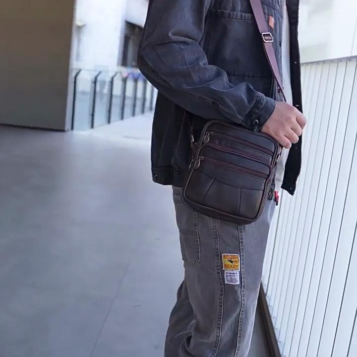 Leather Shoulder Bag Messenger Bag for Men 16*5*19cm