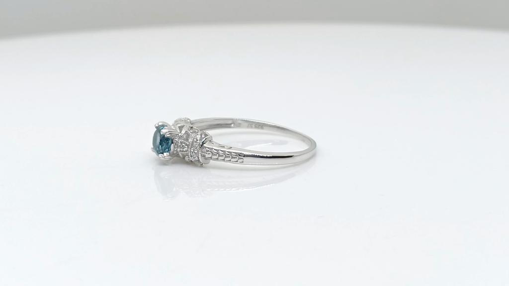 5MM Round London Blue Topaz Gemstone 925 Sterling Silver Solitaire Blossom Design Women Wedding Ring