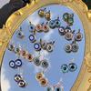 Helle Farbe Glas Cabochon Evil Eye Ohrstecker Modeschmuck Trendy Tier Auge Frauen Charms Französisch Ohrring